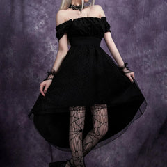 Off Shoulder Mesh Dovetail Midi Dress