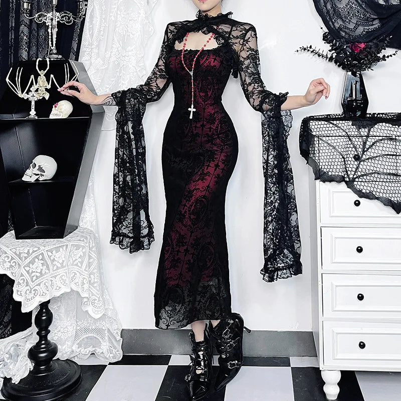 Fishtail Ruched Backless Vintage Midi Dress Main image