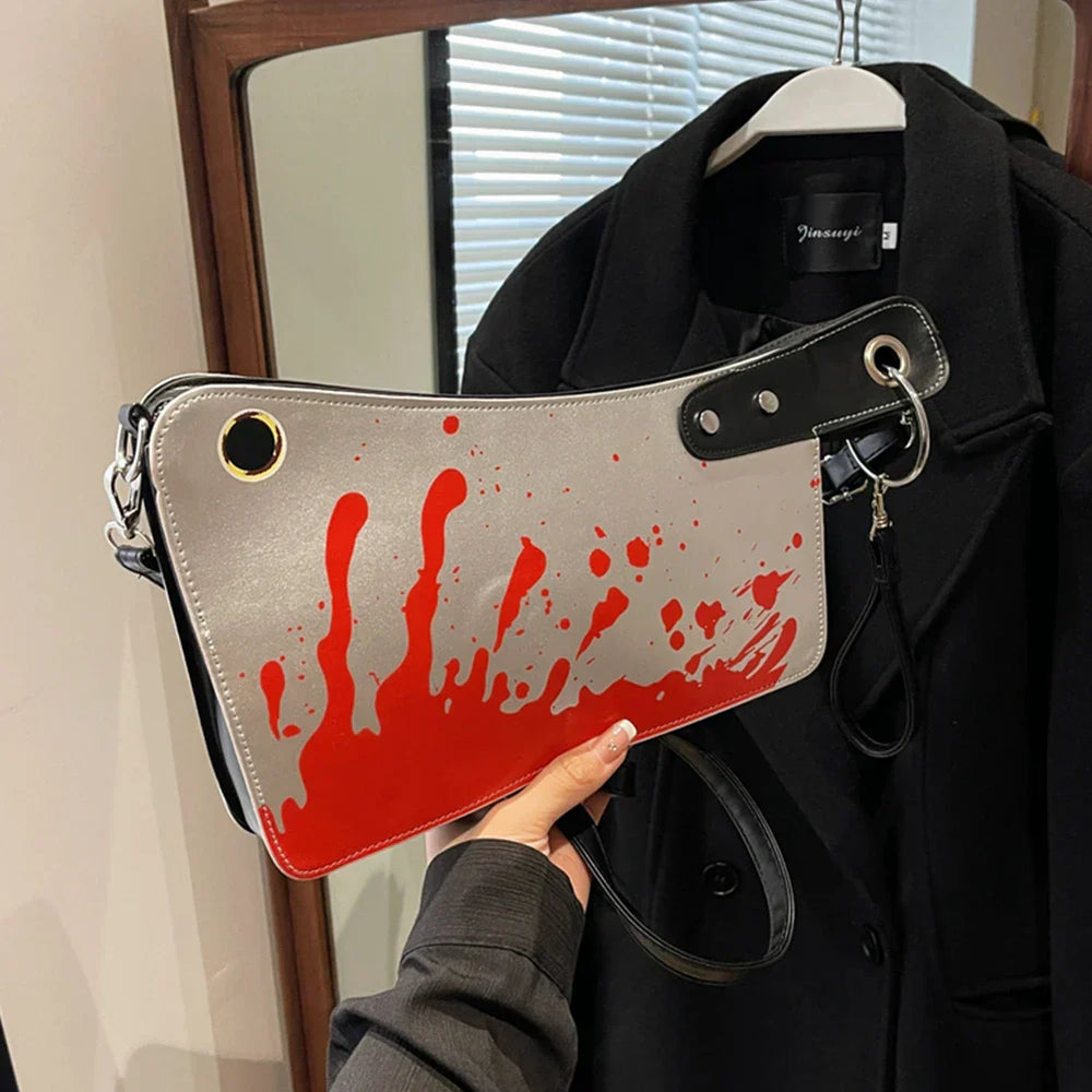 Gothic Unique Design Pu Leather Knife Shaped Halloween Clutch Bag