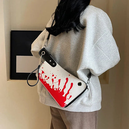 Gothic Unique Design Pu Leather Knife Shaped Halloween Clutch Bag White