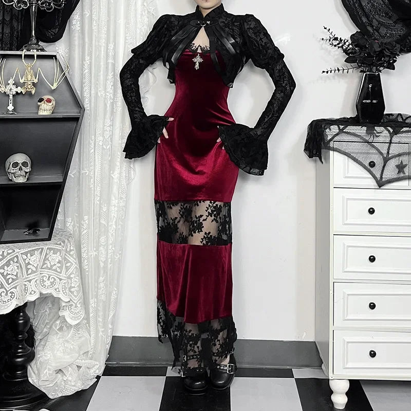 Sleeveless Lace Bodycon Gothic Maxi Dress Main image