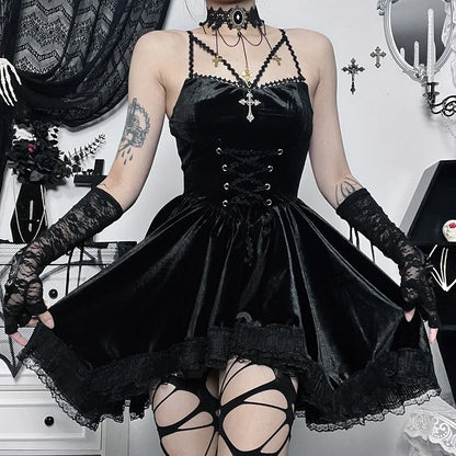 Lace High Waist Mini Dress