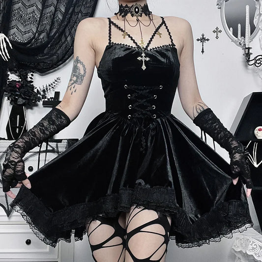Lace High Waist Mini Dress