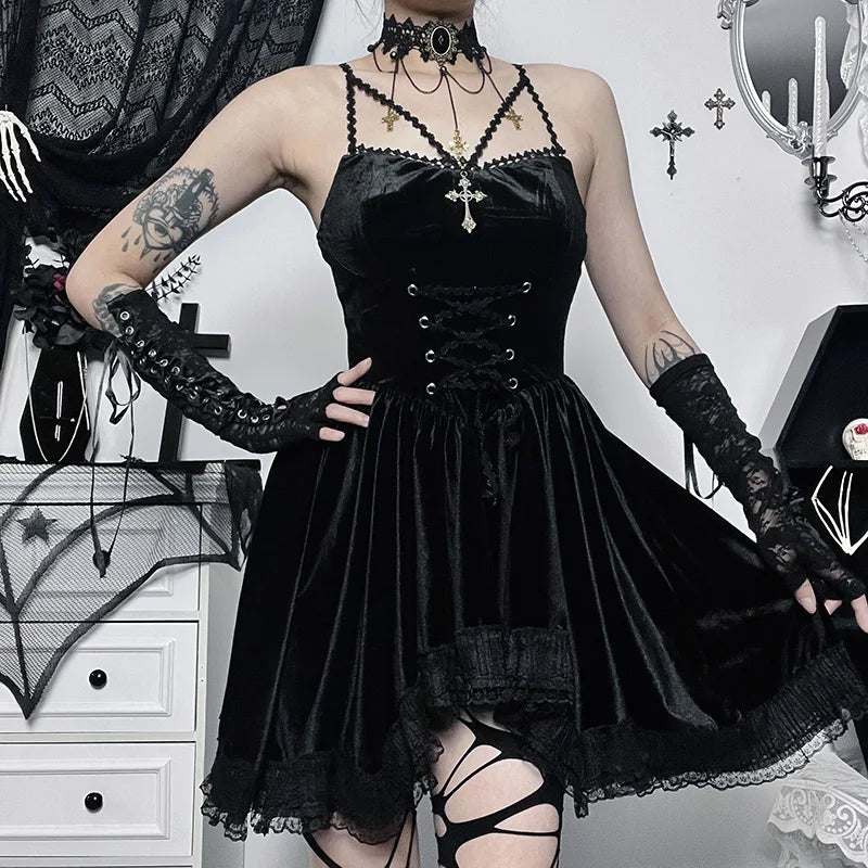 Lace High Waist Mini Dress