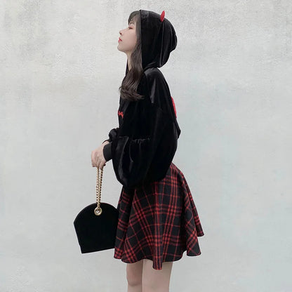 Gothic Lolita Lace-up Wool Skirt