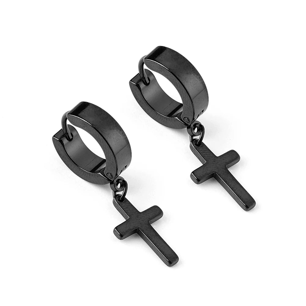 Men Punk Cross Stars Stainless Steel Earring Main image