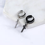 Men Punk Cross Stars Stainless Steel Earring