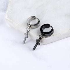 Men Punk Cross Stars Stainless Steel Earring
