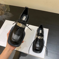 Gothic Leather Thick Bottom Sneaker