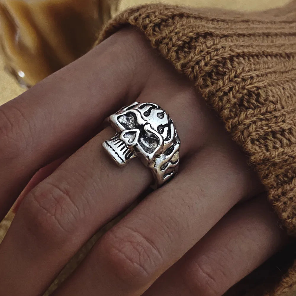 Gothic Skull Flower Angel Butterfly Ring