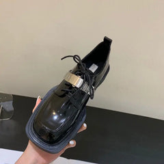 Gothic Leather Thick Bottom Sneaker