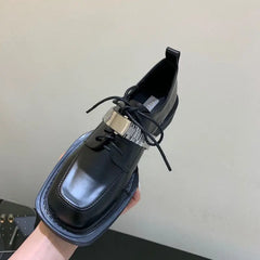 Gothic Leather Thick Bottom Sneaker