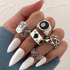 Punk Vintage Gothic Poker Ring
