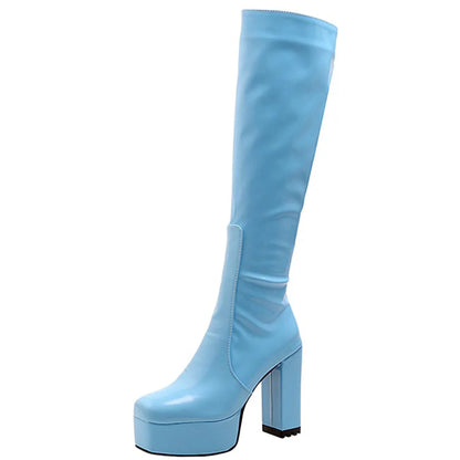 Candyfloss Love Heart Print Gothic Block Boot