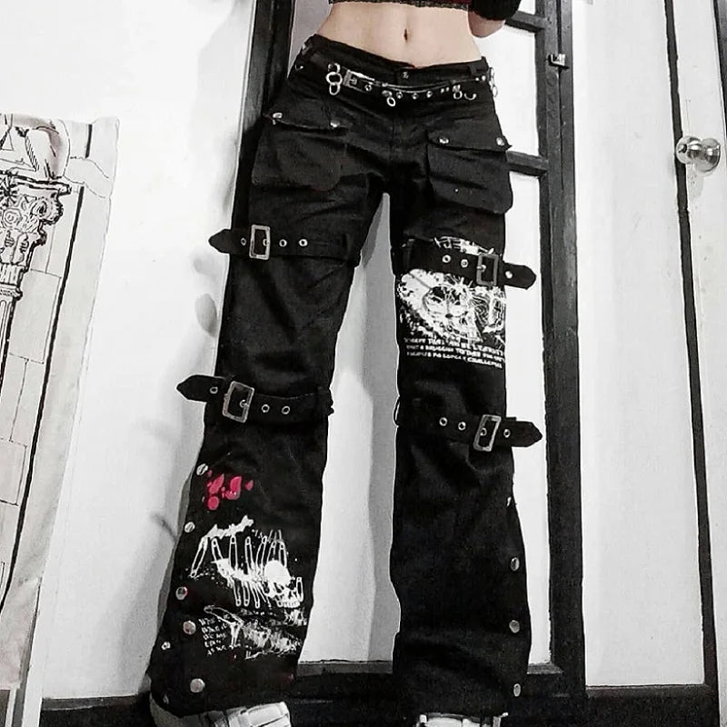 E-girl Gothic Black Cargo Pant Main image