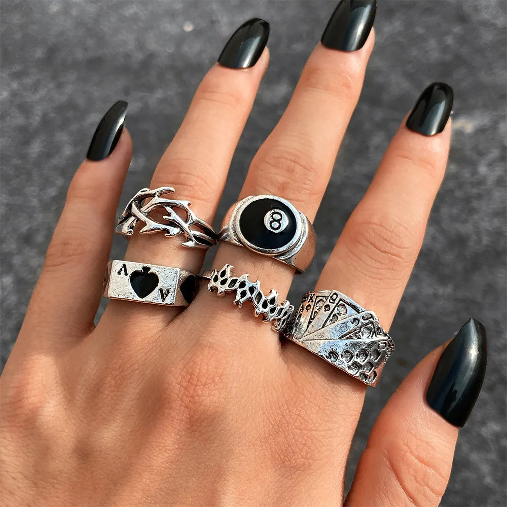 Gothic Skull Flower Angel Butterfly Ring