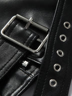 Off-Shoulder PU Leather Jacket
