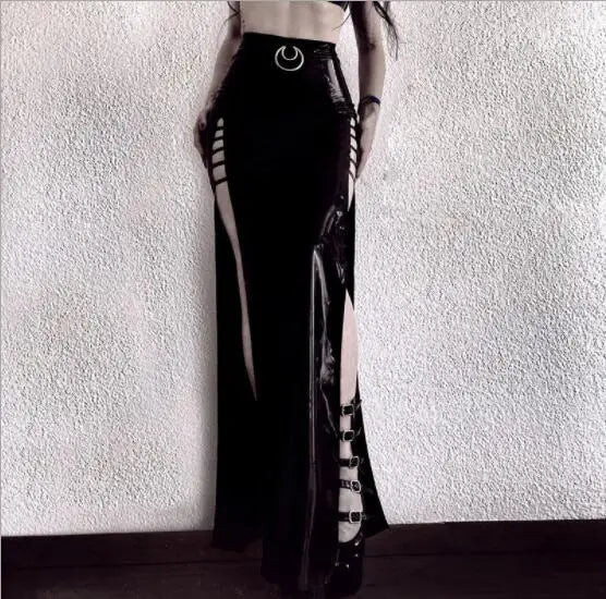 Faux Leather Hollow Out Skirt Main image