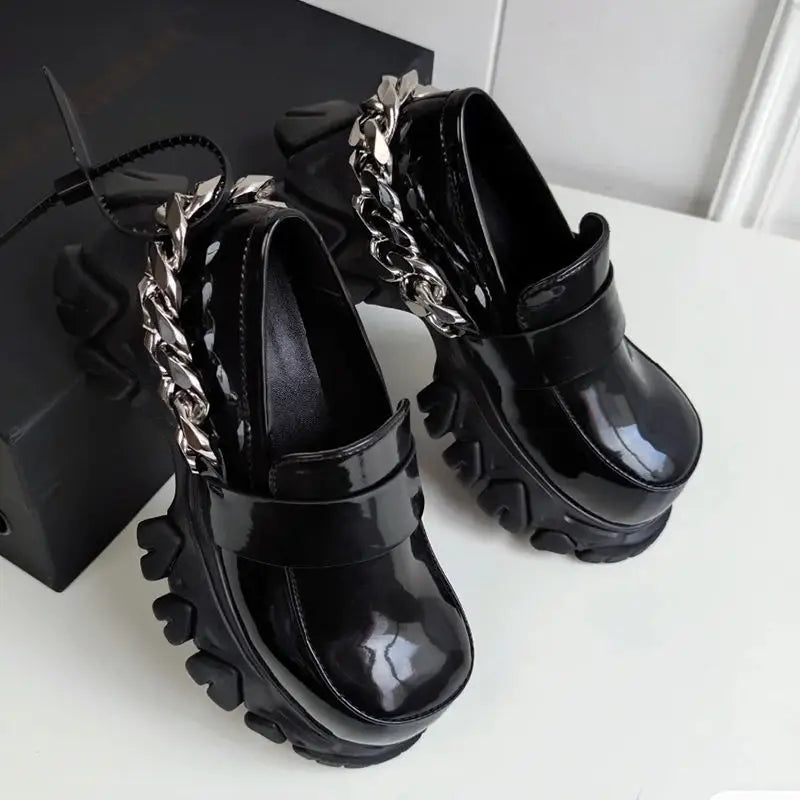 Black Gothic Chunky Heel Sneaker