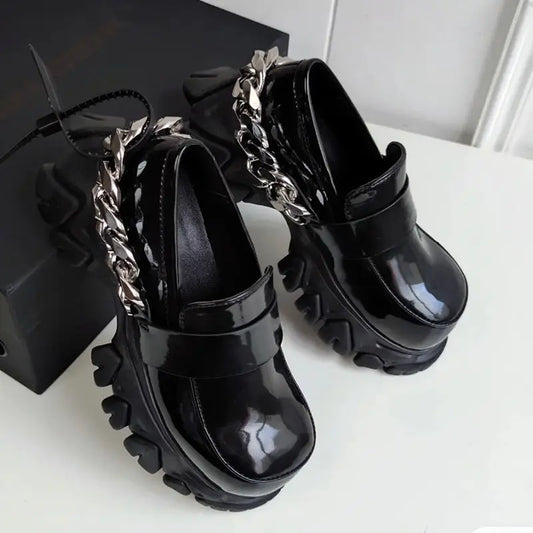 Black Gothic Chunky Heel Sneaker