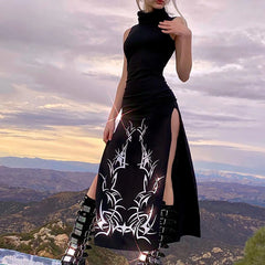 Vintage Long Split Midi Dress
