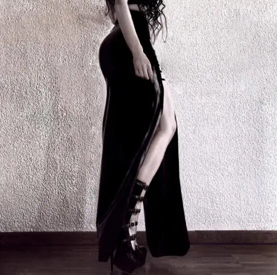 Faux Leather Hollow Out Skirt