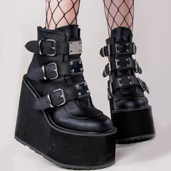 2021 Punk Gothic Wedge Cosplay Ankle Boot