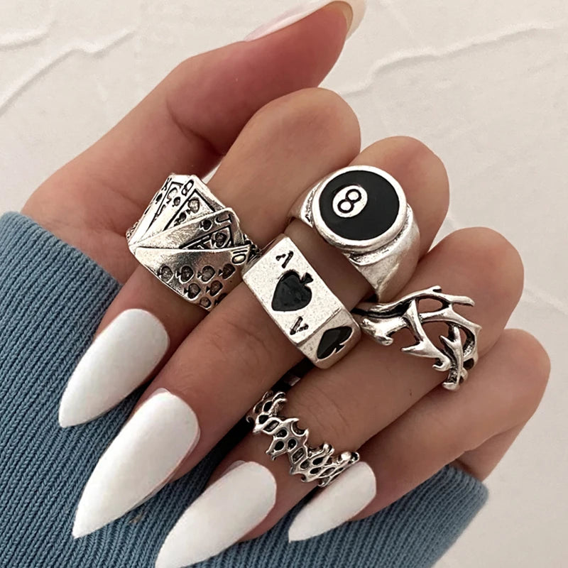 Gothic Heart Snake Animal Skull Ring