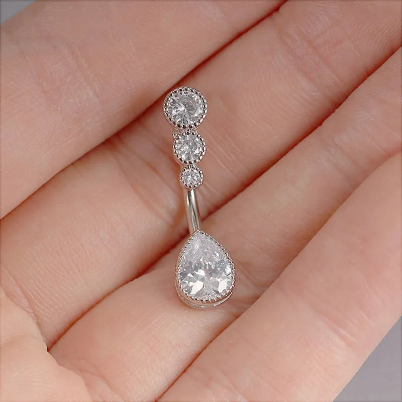 Waterdrop Zircon Gothic 14G Belly Ring Main image