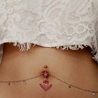 Blue Zircon Peacock Tail Gothic Belly Ring