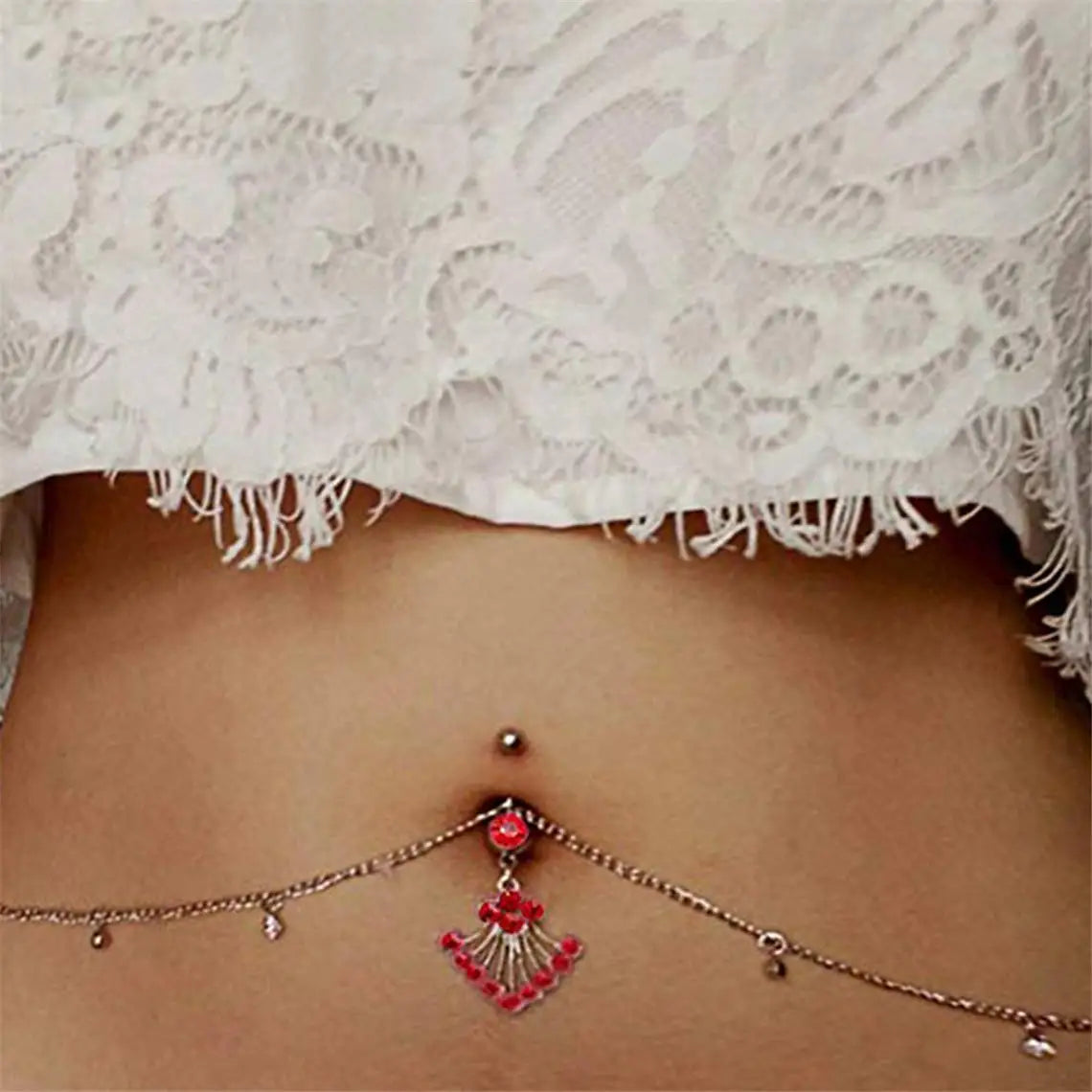 Blue Zircon Peacock Tail Gothic Belly Ring