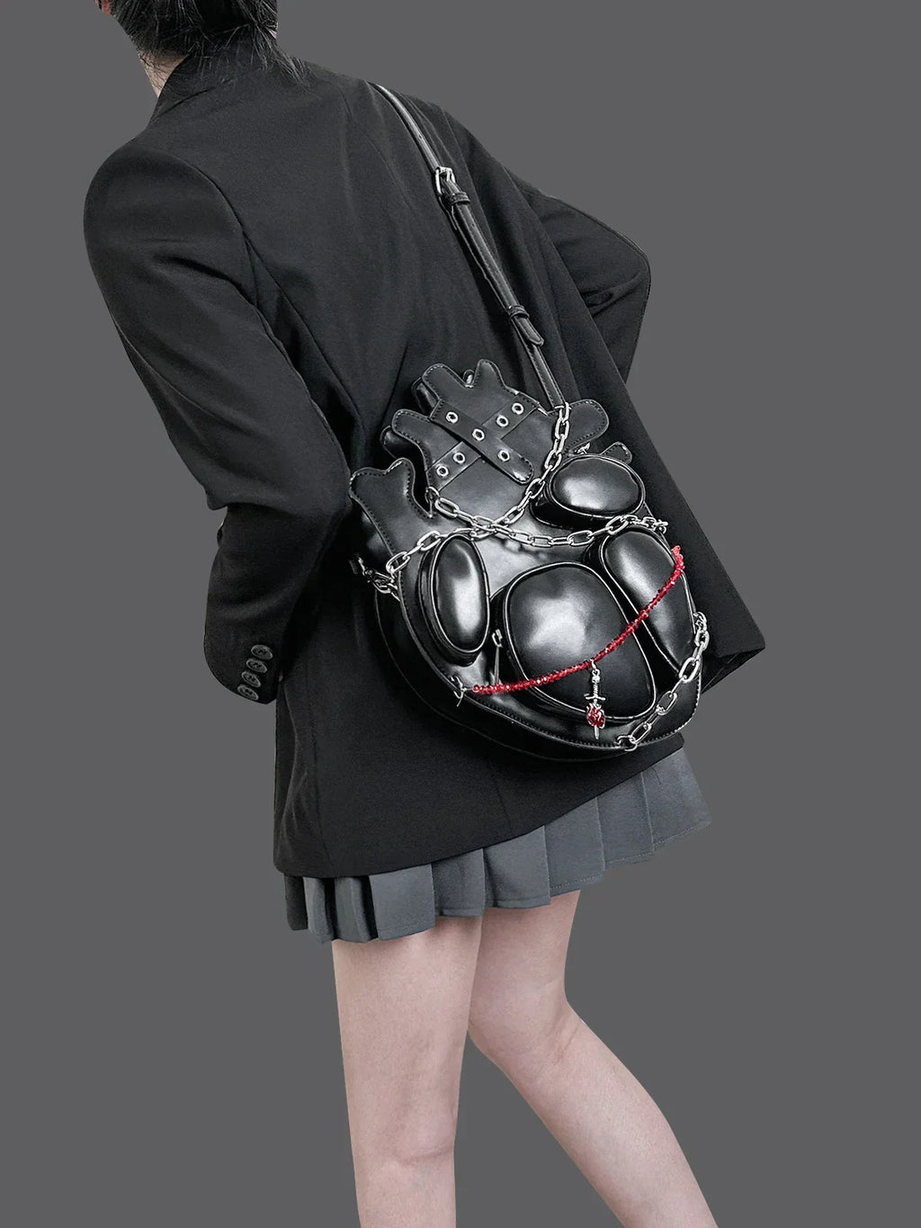 Original Dark Binding Chain Heart Punk Gothic Style Metal Sexy Shoulder Bag Halloween