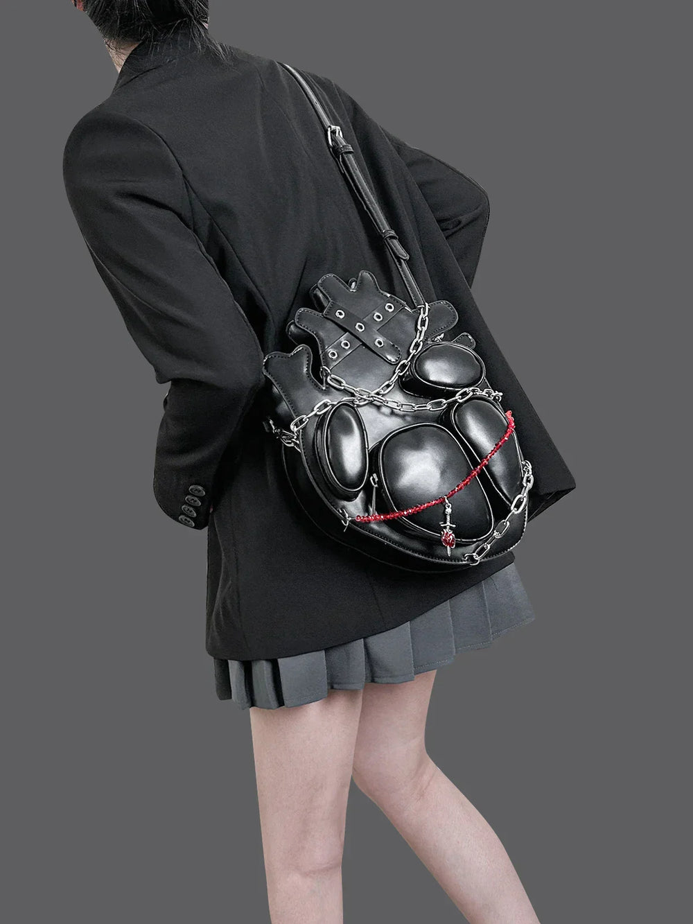 Original Dark Binding Chain Heart Punk Gothic Style Metal Sexy Shoulder Bag Halloween