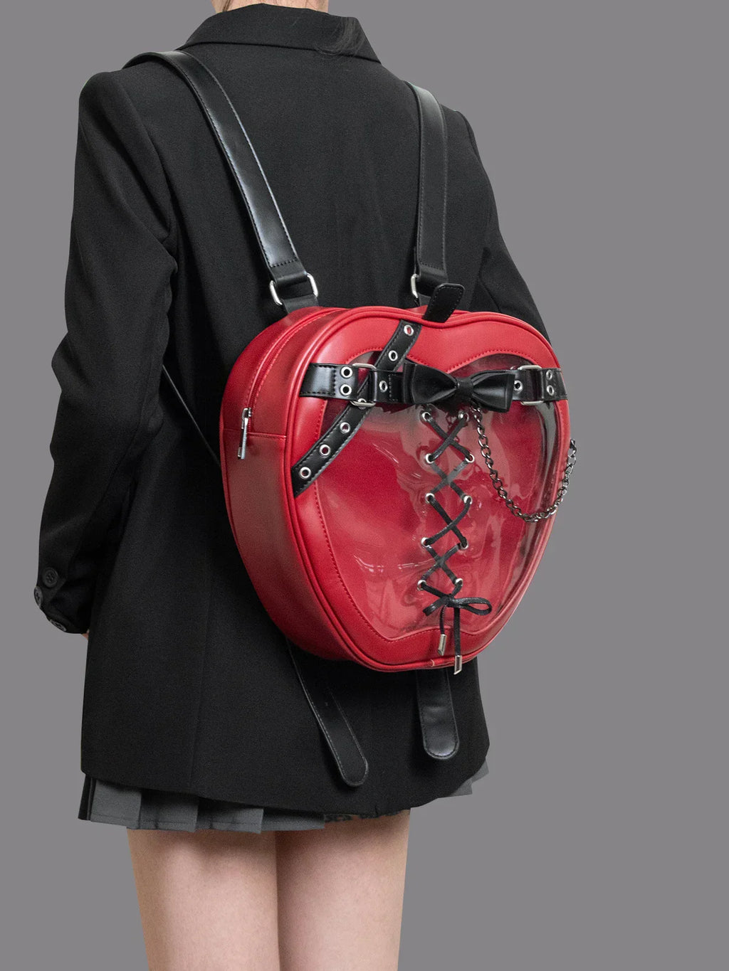 Hiatus Dark Belt Chain Apple Shoulder Gothic Strap Bow Backpack Bag Halloween