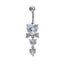 Silver Crystal Heart Gothic Belly Ring