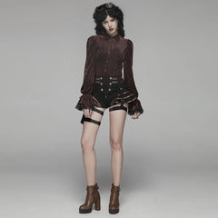 Elastic Velvet Gothic Long Sleeve Blouse