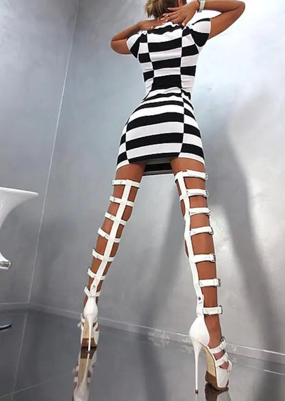 Strap Design Gladiator Platform Thigh Boot