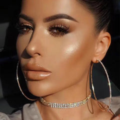 Shiny Rhinestone Crystal Large Hoop Earring