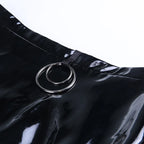 Faux Leather Hollow Out Skirt