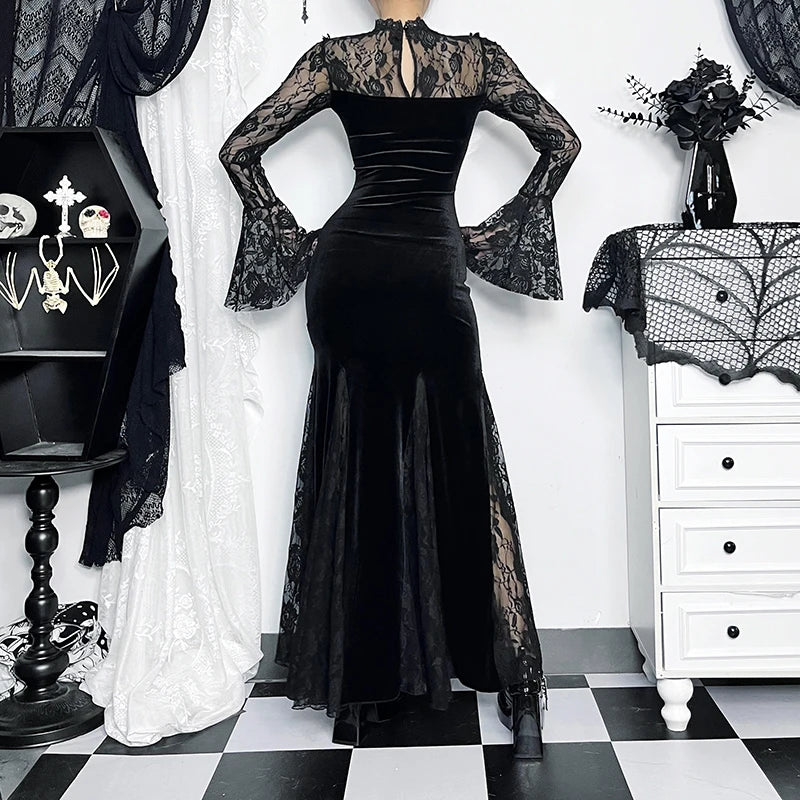High Waist Gothic Style Maxi Dress