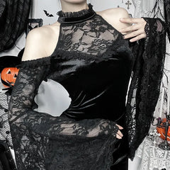 Long Sleeve Witch Lace Party Maxi Dress