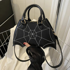 Halloween Novelty Fashion Bat Wingcreative Pu Leather Women’s Crossbody Bag Black