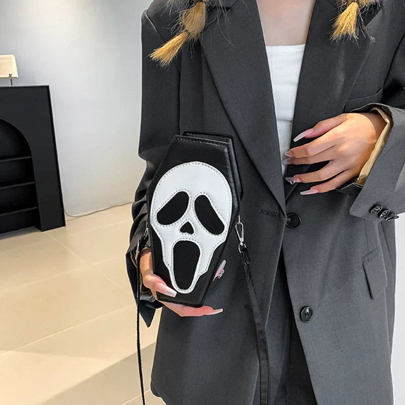Halloween Novelty Coffin Shape Gothic Crossbody Phone Purse Tote Bag Main image