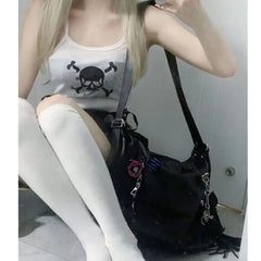 Designer Luxury Tassel Chain Y2K Goth Techwear Gothic Crossbody Sling Shoulder Bag Halloween