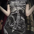 Skull Print See-through Mini Dress