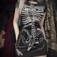 Skull Print See-through Mini Dress