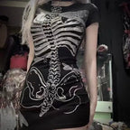 Skull Print See-through Mini Dress