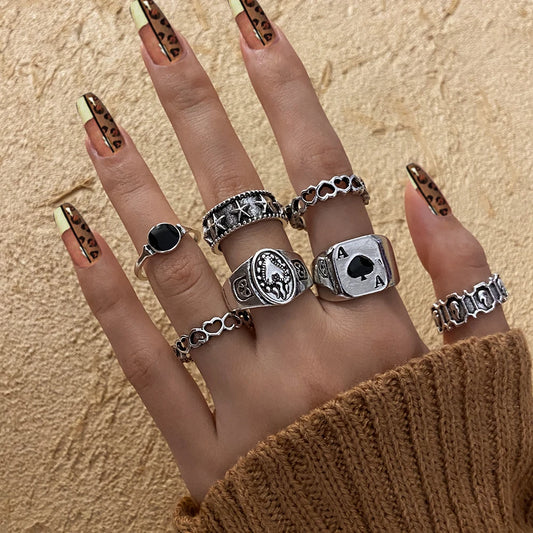 Gothic Heart Snake Animal Skull Ring