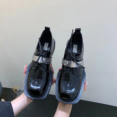 Gothic Leather Thick Bottom Sneaker