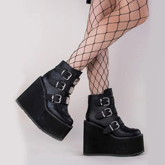 2021 Punk Gothic Wedge Cosplay Ankle Boot